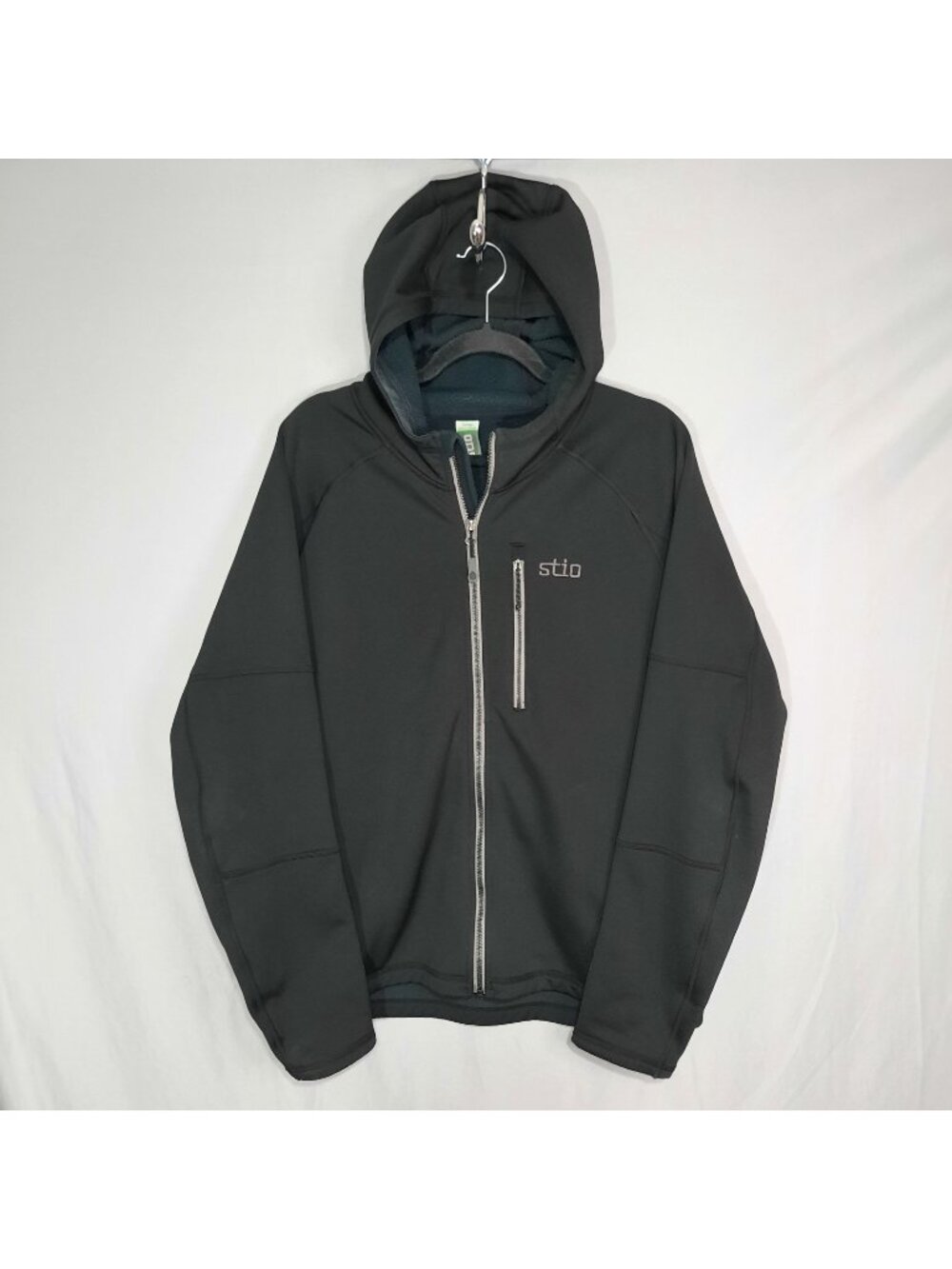 Stio Kita Fleece Hooded Jacket Mens Size Large Tap Shoe Black Full Zip Karushi